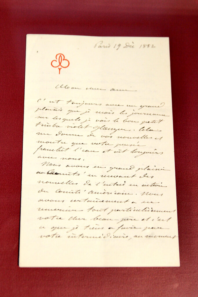 Lettre écrite de la main d’Auguste Bartholdi